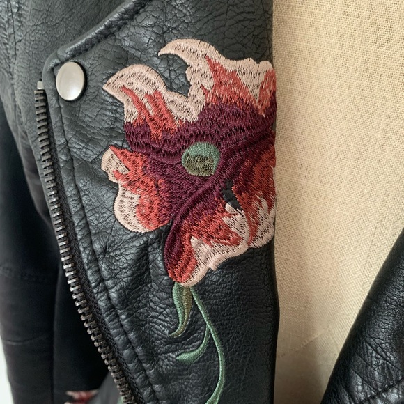 Embroidered Pleather Jacket - Picture 2 of 5